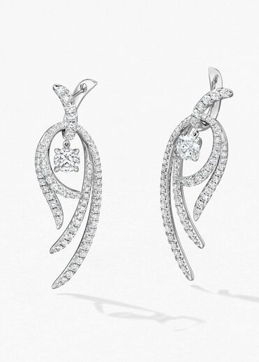 Vela Twisted Drop Earrings, Large, 18K White Gold, large