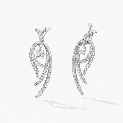 Vela Twisted Drop Earrings, Large, 18K White Gold, large