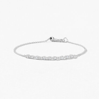 Aerial Dewdrop Bracelet, 18K White Gold, large