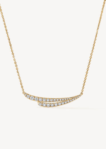 VELA French Cut Pavé Diamond Pendant Necklace, 18K Yellow Gold, large