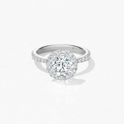 Vela Halo Ring with Diamond Band, Platinum, large