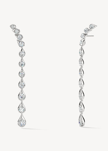 LU Droplet Stiletto Earrings, 18K White Gold, large