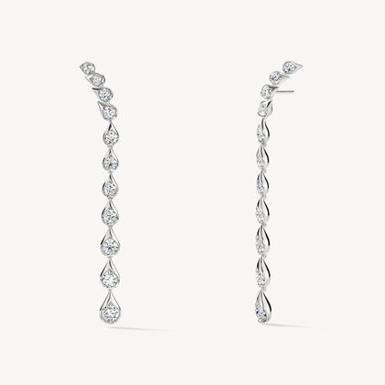 LU Droplet Stiletto Earrings, 18K White Gold, large