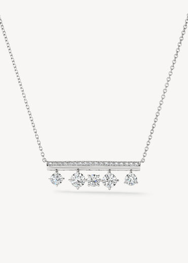 Barre Floating Diamond Pavé Pendant Necklace, 18K White Gold, large