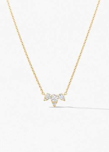 Aerial Triple Diamond Necklace, 18K Yellow Gold, large