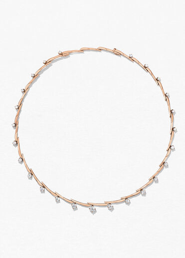 Vela Crossover Necklace, 18K Rose Gold, large