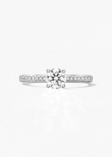 Vela Solitaire Ring with Diamond Band, Platinum, large