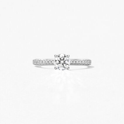 Vela Solitaire Ring with Diamond Band, Platinum, large