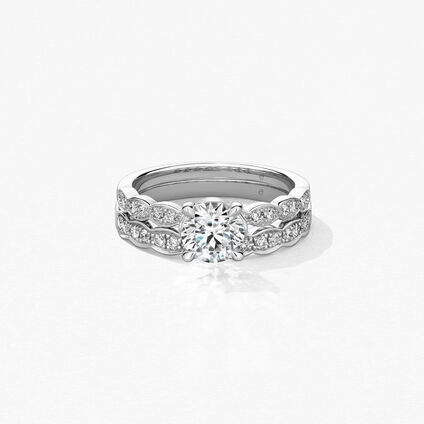 Lorelei Floral Engagement Ring with Diamond Band, 铂金, large