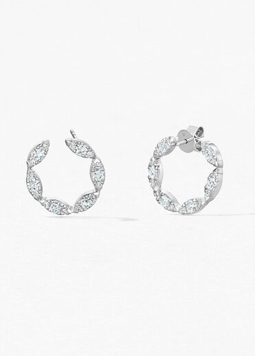 Aerial Marquise Wrap Earrings Large, 18K White Gold, large