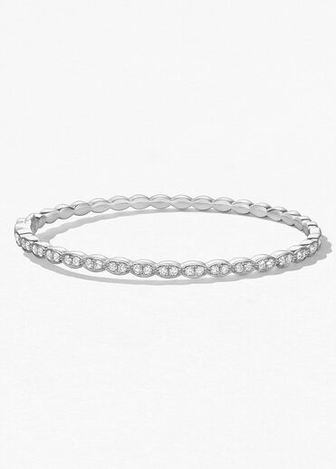 Lorelei Floral Diamond Bangle, 18K White Gold, large