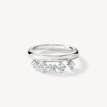 Barre Floating Diamond Ring, 18K White Gold, large