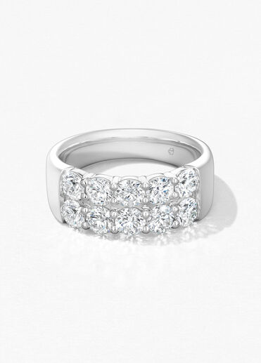 Signature Double Row Ring, 18K White Gold, large