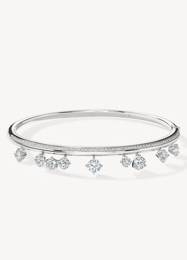 Barre Floating Diamond Pavé Bangle, 18K White Gold, large