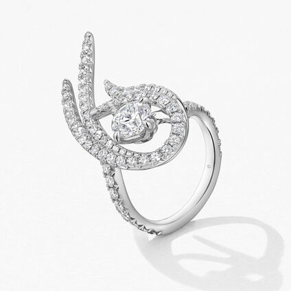 Vela Twisted Cocktail Ring, 18K White Gold, large