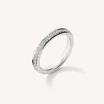 Barre Pavé Band, 18K White Gold, large