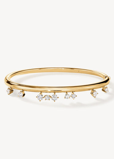 Barre Floating Diamond Bangle, 18K Yellow Gold, large