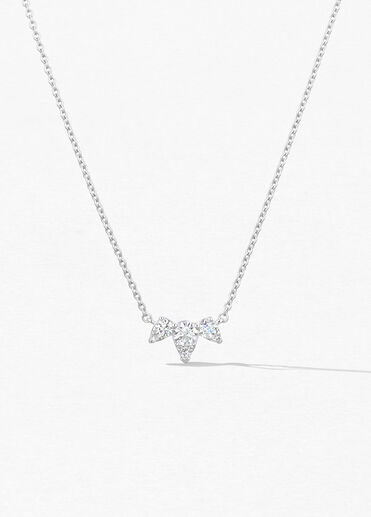 Aerial Triple Diamond Necklace, 18K White Gold, large