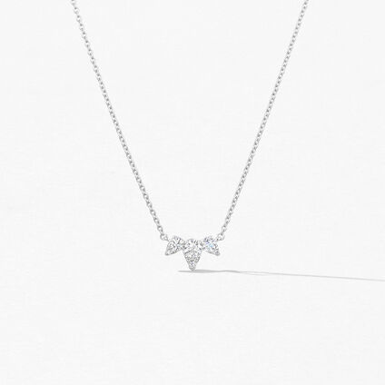 Aerial Triple Diamond Necklace, 18K White Gold, large