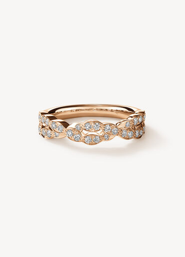 Lorelei Floral Diamond Double Twist Band, 18K Rose Gold, large