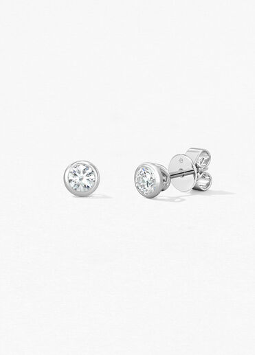 HOF Classic Bezel Studs, 18K 白金, large