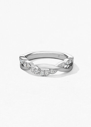 Lorelei Floral Twist Band, 18K White Gold, large