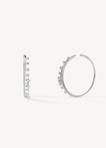 Barre Floating Diamond Large Hoops, 18K White Gold, large