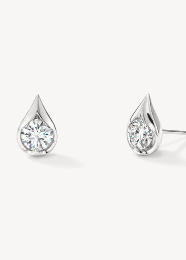 LU Droplet Studs, 18K White Gold, large