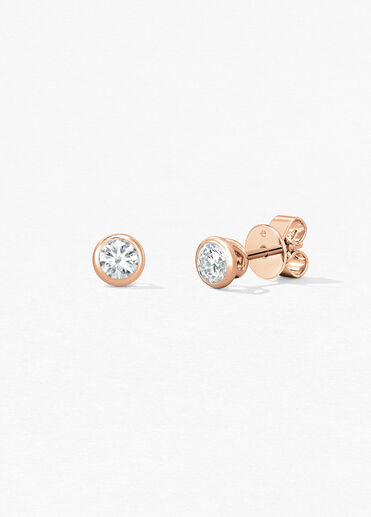 HOF Classic Bezel Studs, 18K 玫瑰金, large