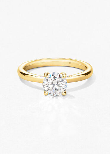 Vela Solitaire Ring with Diamond Gallery, 18K Yellow Gold, large