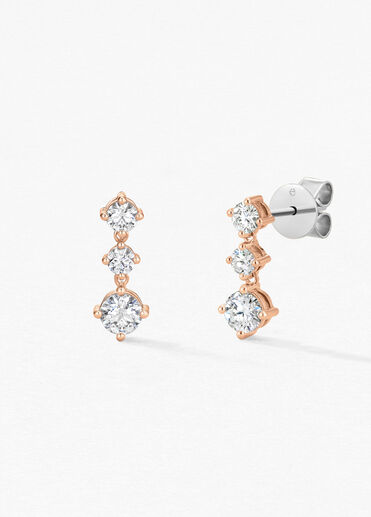 Cascade Mini Drop Earrings, 18K Rose Gold, large