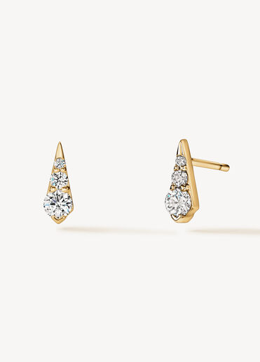 Triplicity Drop Stud Earrings, 18K Yellow Gold, large