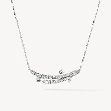 VELA French Cut Pavé Floating Diamond Pendant Necklace, 18K White Gold, large