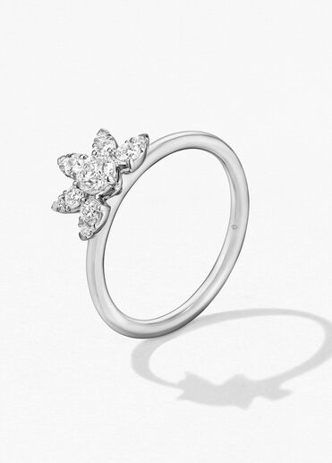 AERIAL Petite Sunburst Ring, 18K White Gold, large