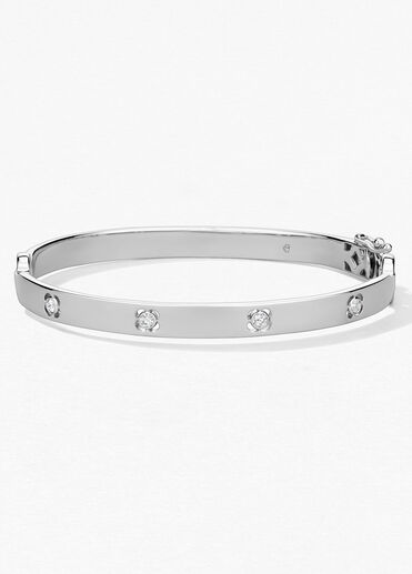 Copley Bangle, 18K White Gold w/Platinum, large