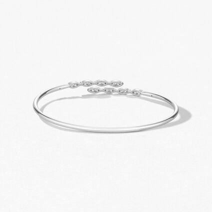 Aerial Marquise Flexi Bangle, 18K White Gold, large