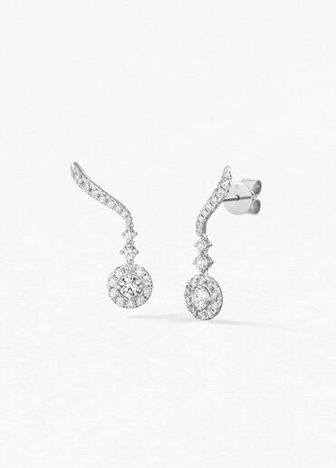 Vela Drop Earrings, 18K White Gold, large