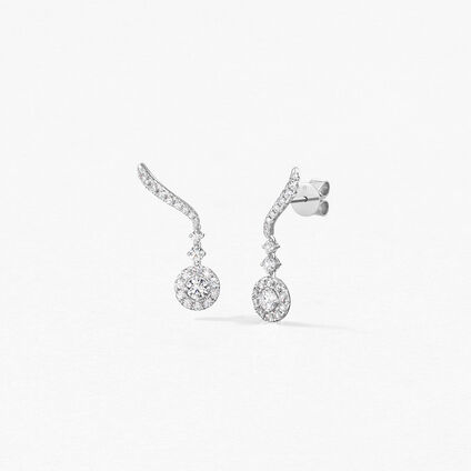 Vela Drop Earrings, 18K White Gold, large