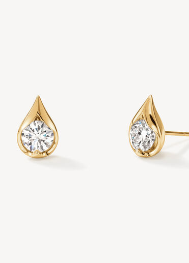 LU Droplet Studs, 18K Yellow Gold, large