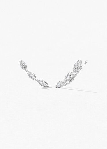 Aerial Marquise Earring Climbers, 18K White Gold, large