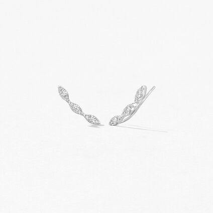 Aerial Marquise Earring Climbers, 18K White Gold, large