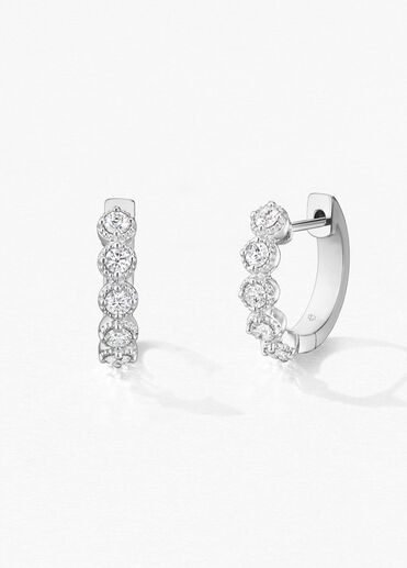 Diamond Bar Huggies, 18K White Gold, large