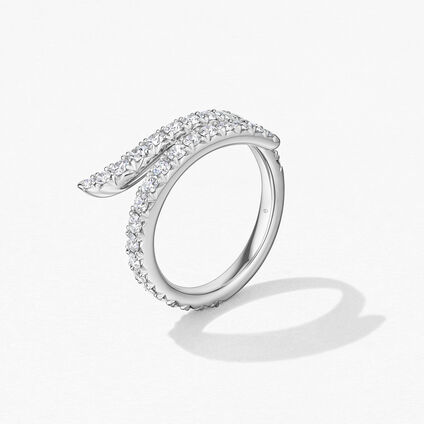 Vela Double Row Pavé Ring, 18K White Gold, large