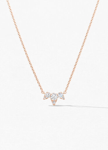 Aerial Triple Diamond Necklace, 18K Rose Gold, large