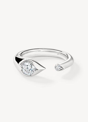 LU Open Droplet Ring, 18K White Gold, large