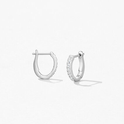 Mini Hoop Graduated Earrings, 18K White Gold, large