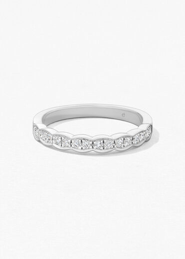 Lorelei Floral Diamond Band, 18K White Gold, large