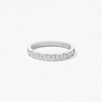 Lorelei Floral Diamond Band, 18K White Gold, large