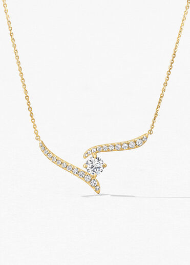 Vela Crossover Pendant, 18K Yellow Gold, large