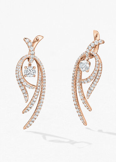 Vela Twisted Drop Earrings, Large, 18K Rose Gold, large